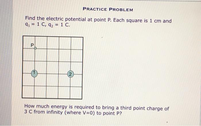 Solved PRACTICE PROBLEM Find the electric potential at point | Chegg.com
