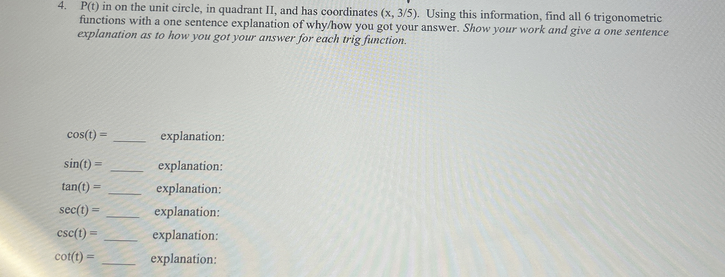 What does this mean P(t) ﻿in on the unit circle, in
