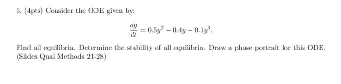 Solved 3. (4pts) Consider the ODE given by: dy 0.542 | Chegg.com