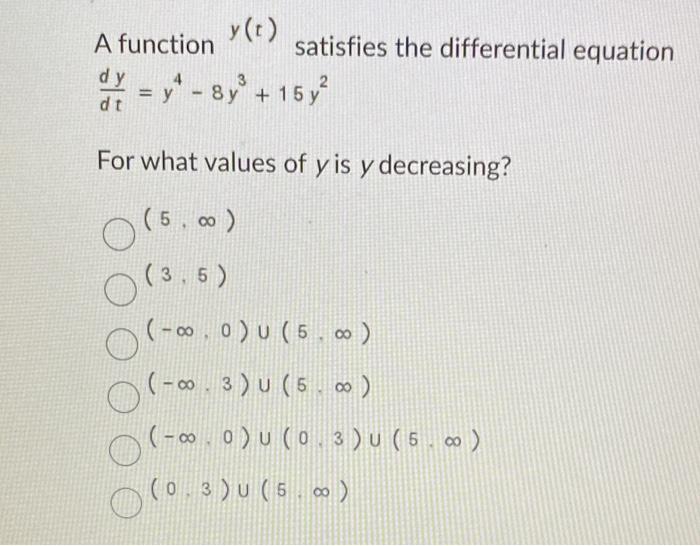 Solved A Function Y T Satisfies The Differential Equation