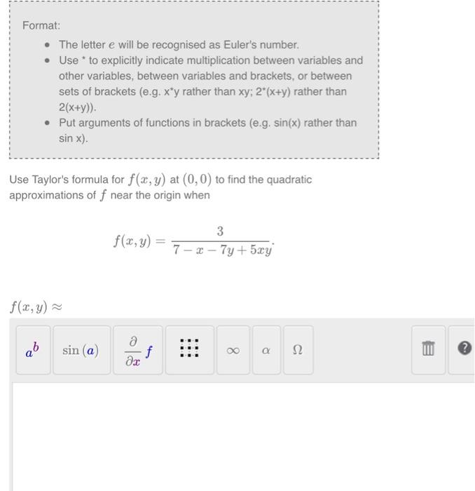 Solved Format: • The letter e will be recognised as Euler's | Chegg.com