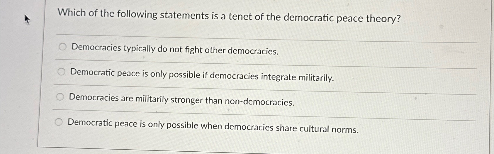Solved Which of the following statements is a tenet of the | Chegg.com