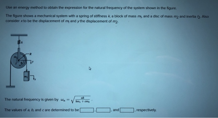 Solved Use an energy method to obtain the expression for the | Chegg.com