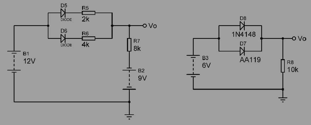 Solved D5 R5 4 DIODE 2k D8 o Vo D6 R6 A O Vo DIODE 4k R7 8k | Chegg.com
