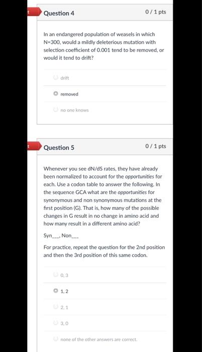 Solved Question 4 0/1 pts In an endangered population of | Chegg.com