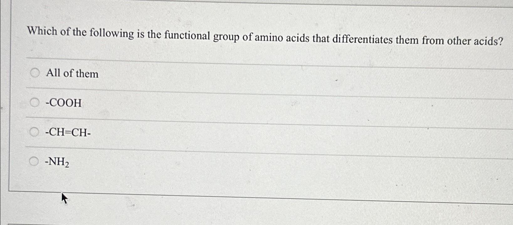Solved Which of the following is the functional group of | Chegg.com