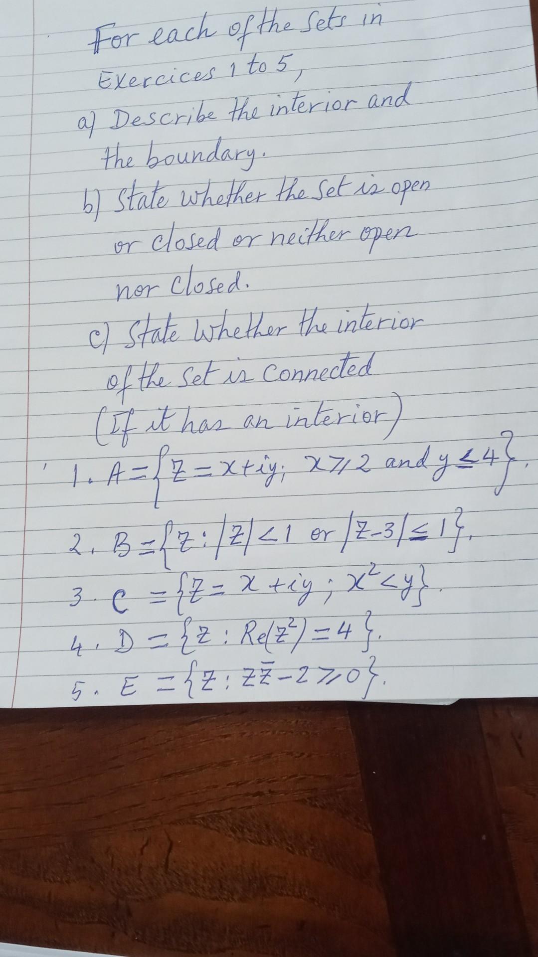 Solved For Each Of The Sets In Exercices 1 To 5, A) Describe | Chegg.com