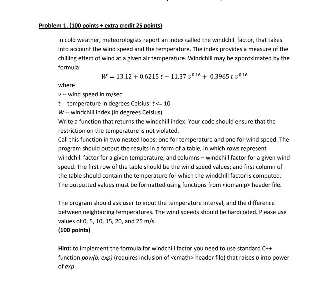 Solved Problem 1. (100 points + extra credit 25 points) In | Chegg.com