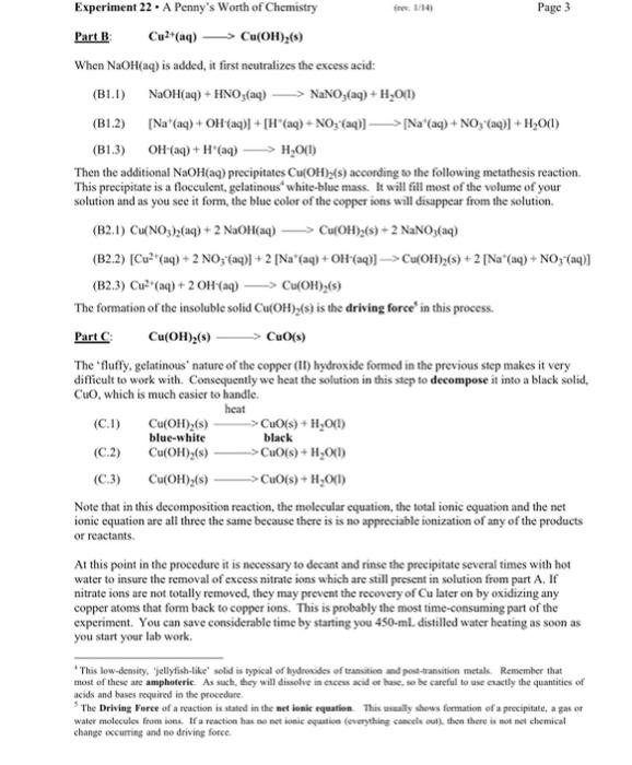 Solved 3. Copper (II) hydroxide is amphoteric. What would | Chegg.com