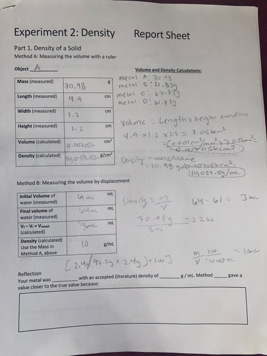 measuring density of solids experiment