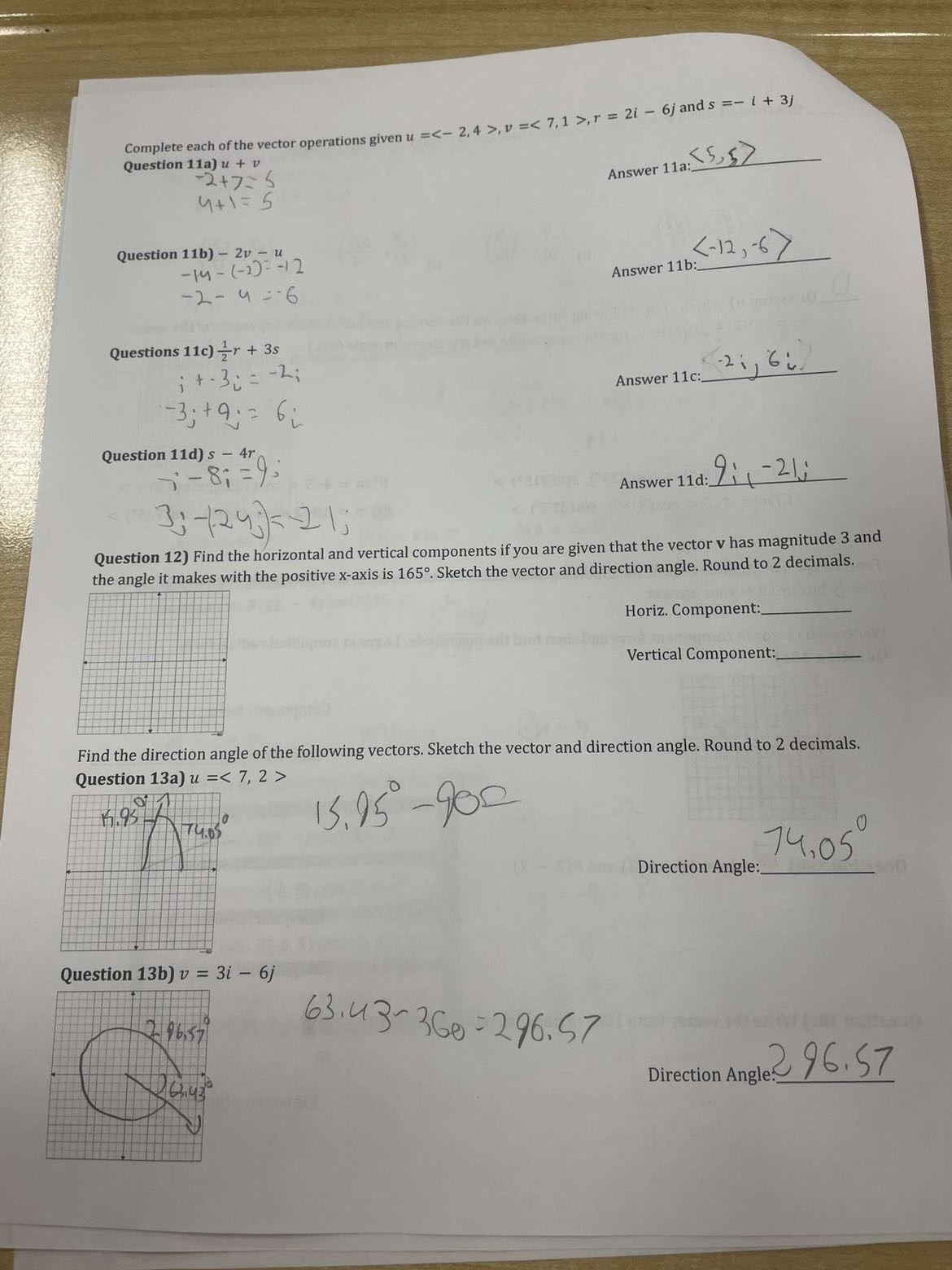 Solved Complete each of the vector operations given | Chegg.com