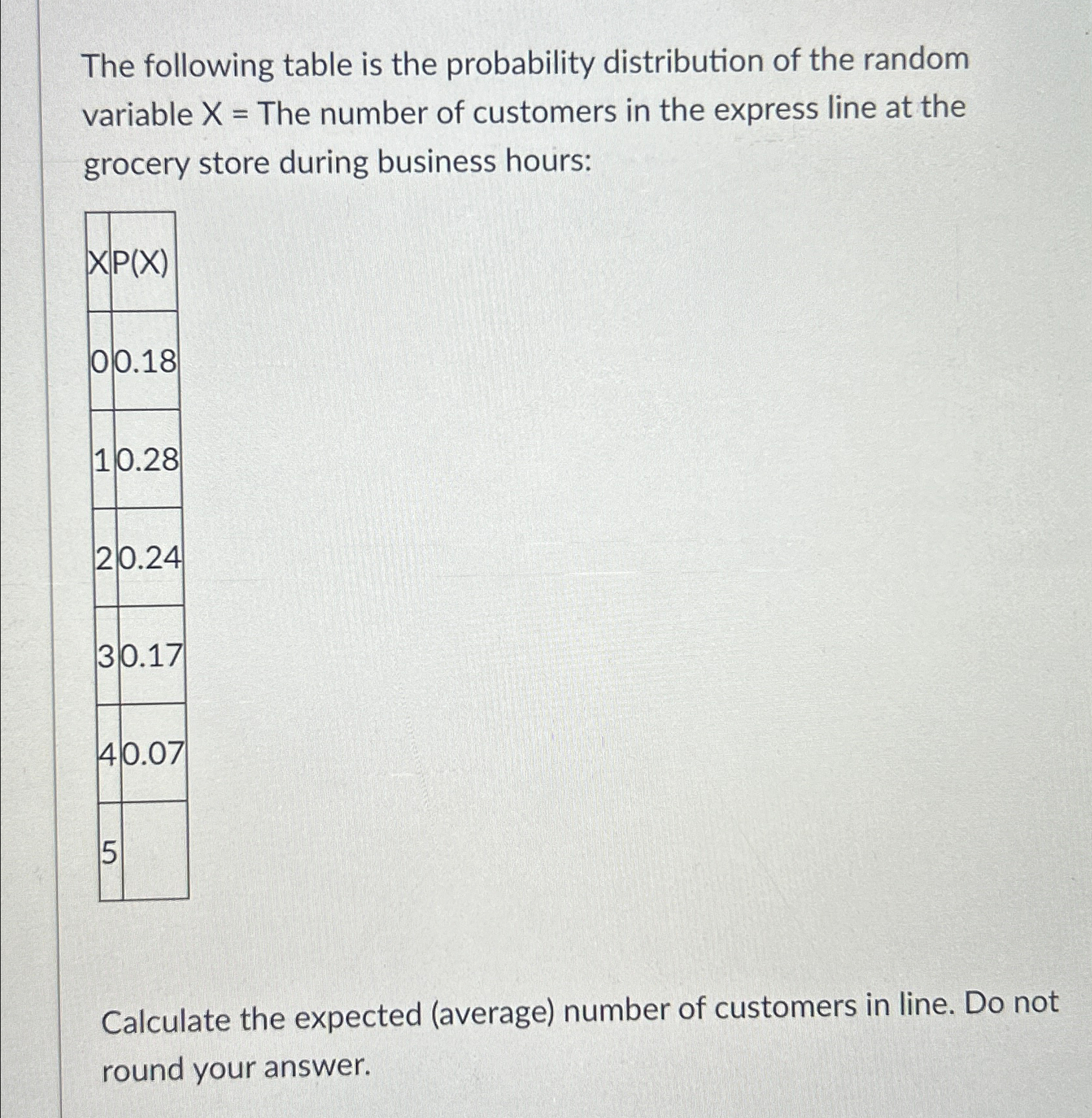 Solved The following table is the probability distribution | Chegg.com