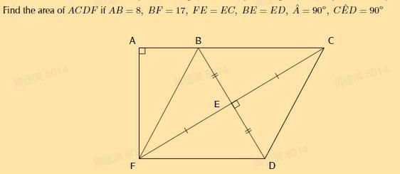 Solved Find The Area Of Acdf If Ab 8 Bp 17 Fe Ec Chegg Com