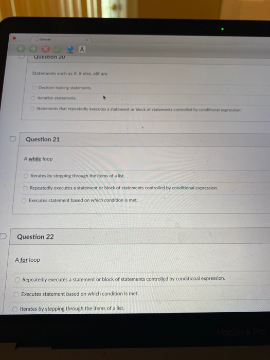 Solved Question 20 Statements such as if if else, elif are | Chegg.com