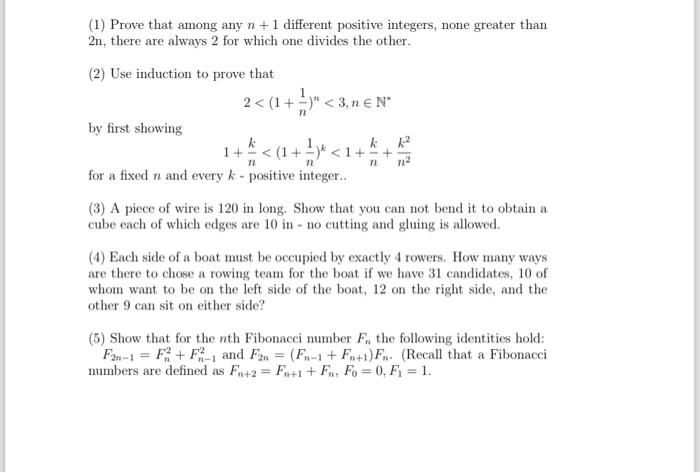 Solved 1 Prove That Among Any N 1 Different Positive