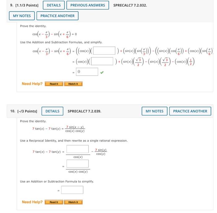 Solved 9. [1.1/3 Points) DETAILS PREVIOUS ANSWERS SPRECALC7 | Chegg.com