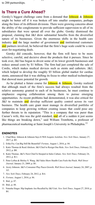 Solved Initial Thread: Read Case 19: "Johnson & Johnson", | Chegg.com
