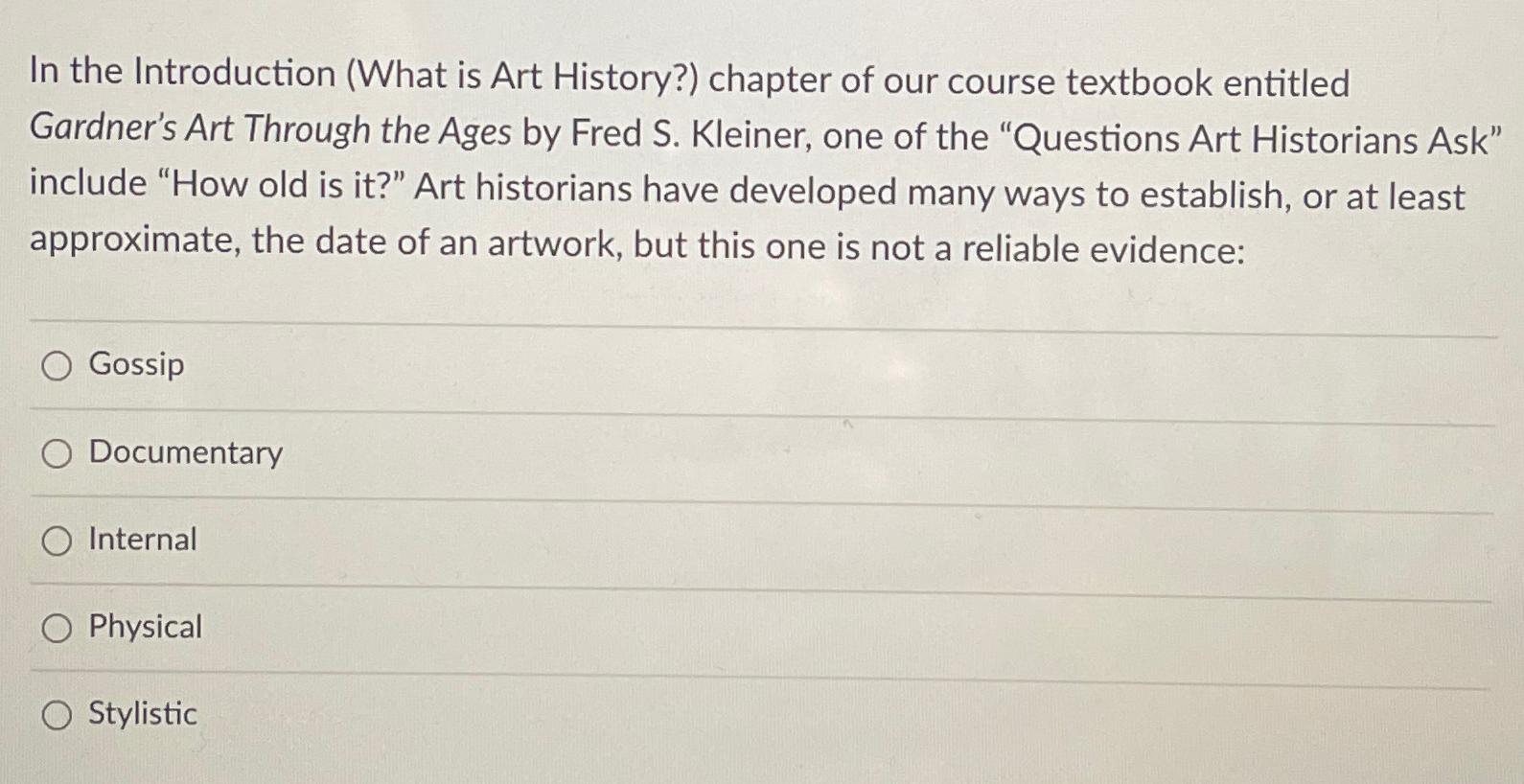 Solved In the Introduction (What is Art History?) ﻿chapter