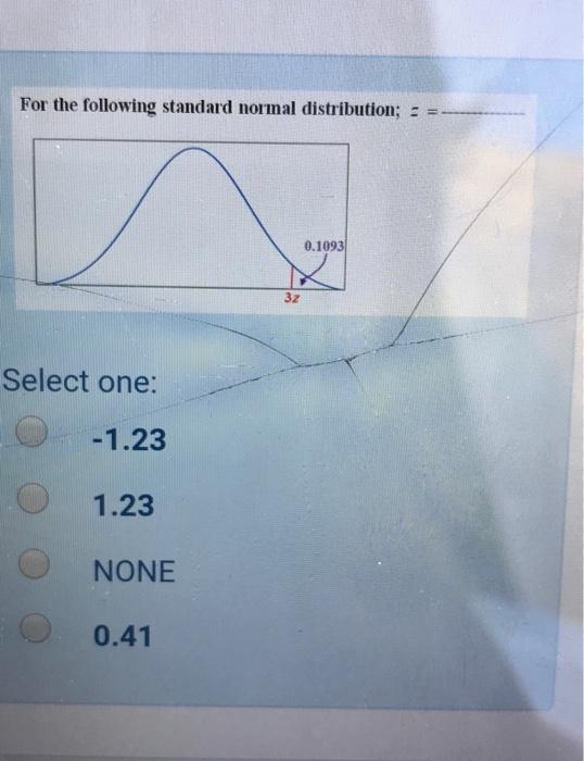 Solved For the following standard normal distribution; - | Chegg.com