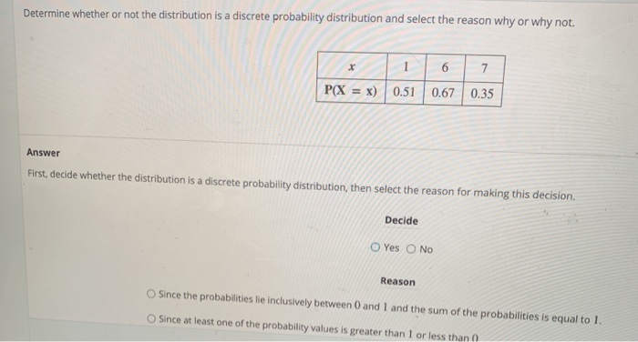 Solved Determine whether or not the distribution is a | Chegg.com
