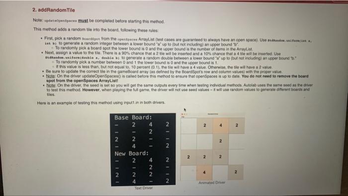 Solved This assignment involves coding the game 2048 using | Chegg.com image.