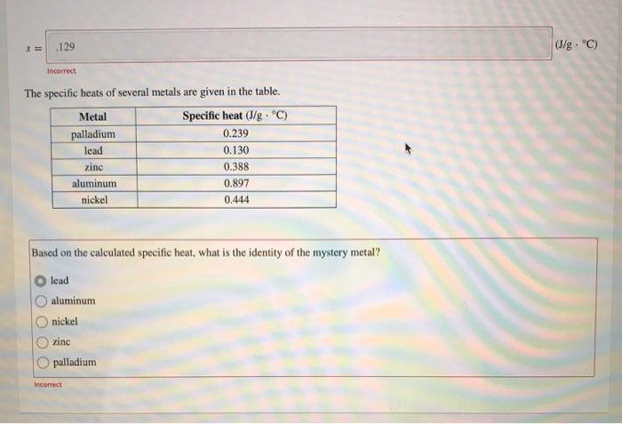 Solved Use The Interactive To Determine The Specific Hea Chegg Com