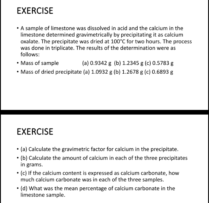 Solved A sample of limestone was dissolved in acid and the