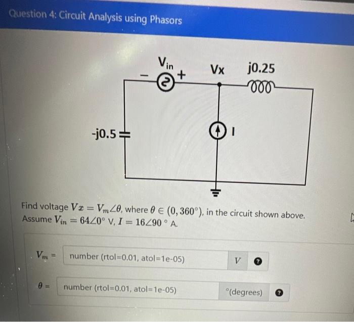 Solved Question 4: Circuit Analysis Using Phasors Find | Chegg.com