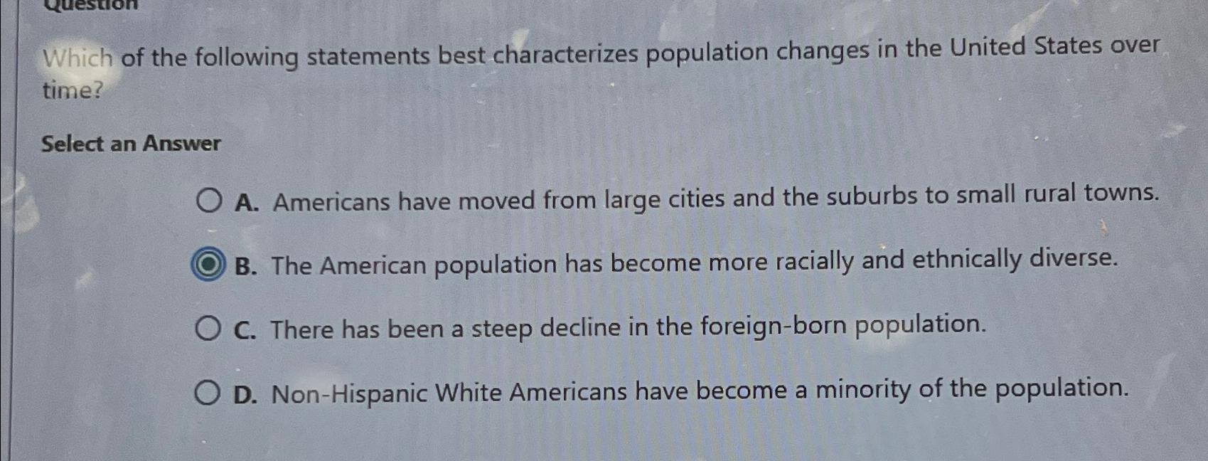 Which of the following statements best characterizes | Chegg.com