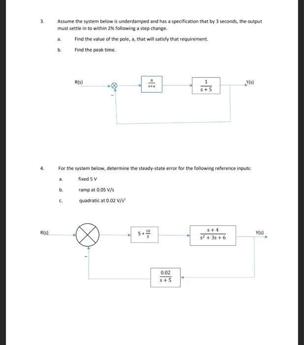 Solved 3 Assume the system below is underdamped and has a | Chegg.com