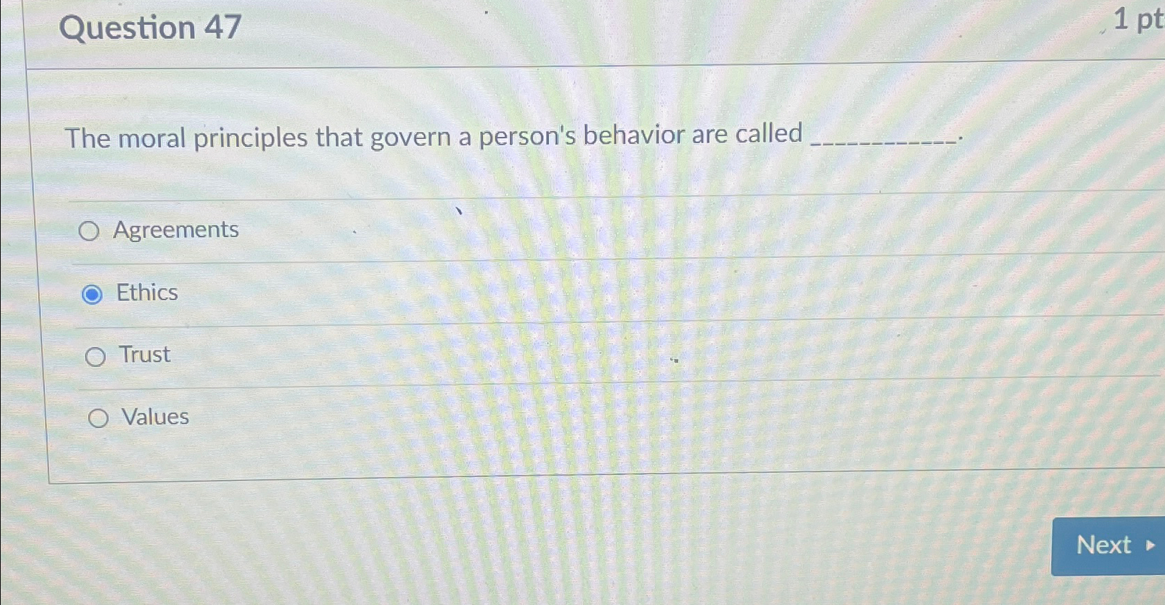 Solved Question 47The moral principles that govern a | Chegg.com
