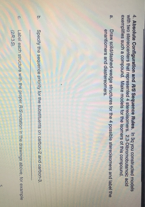 Solved 4. Absolute Configuration And R/S Sequence Rules. In | Chegg.com