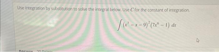 4.7 integration by substitution homework answers