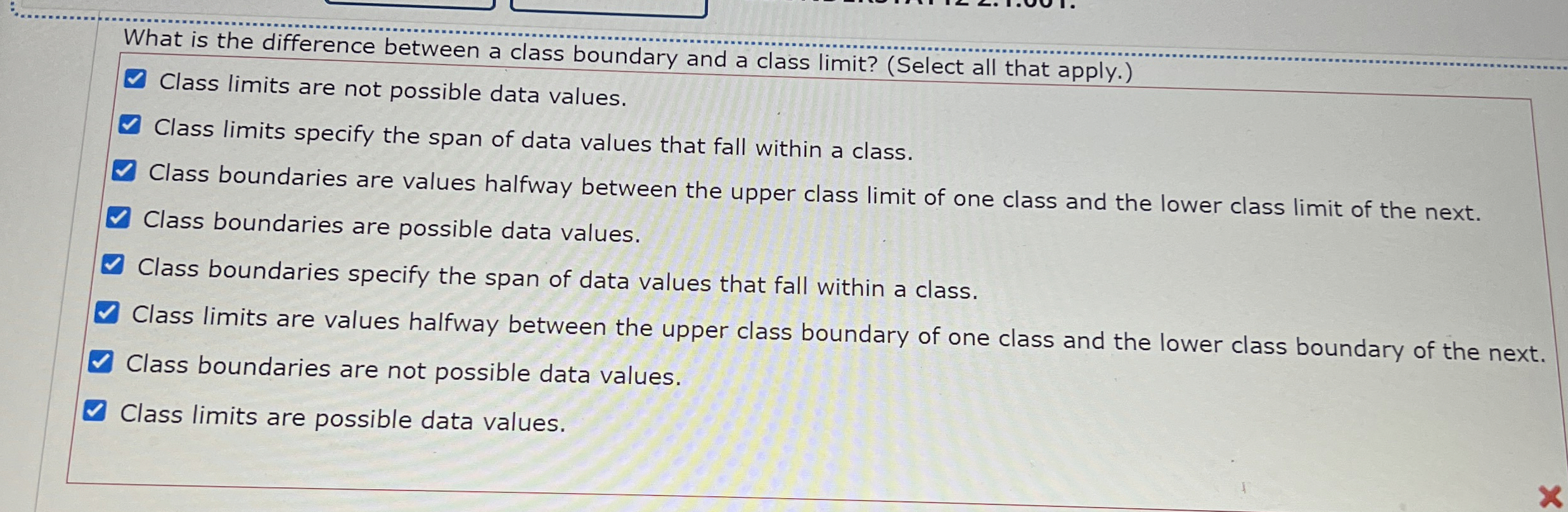 Solved What is the difference between a class boundary and a | Chegg.com