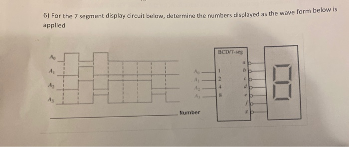 Solved 6) For the 7 segment display circuit below, determine | Chegg.com