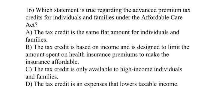 Tax Credits for Individuals and Families