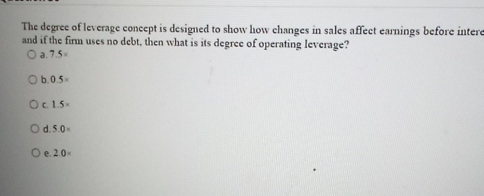 The degree of leverage concept is designed to show | Chegg.com
