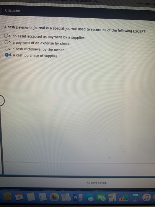 Solved excute Cengage Dig Calculator A cash payments journal 