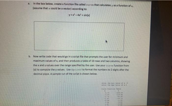 Solved a. In the box below, create a function file called | Chegg.com