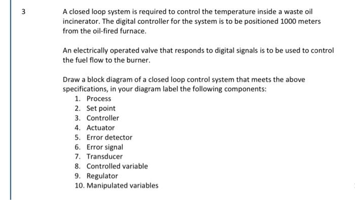 Solved A closed loop system is required to control the | Chegg.com