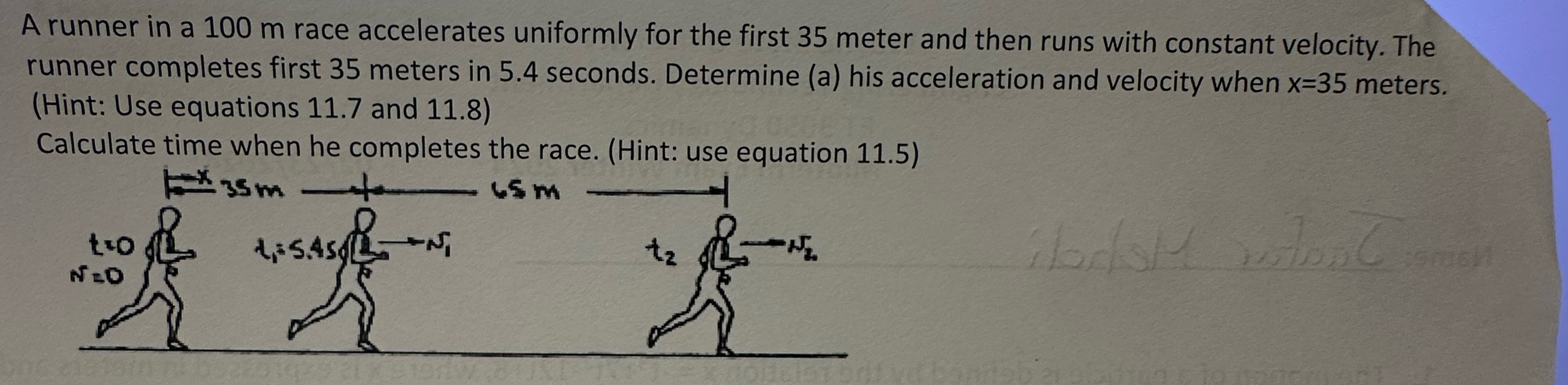 Solved A Runner In A 100m ﻿race Accelerates Uniformly For | Chegg.com