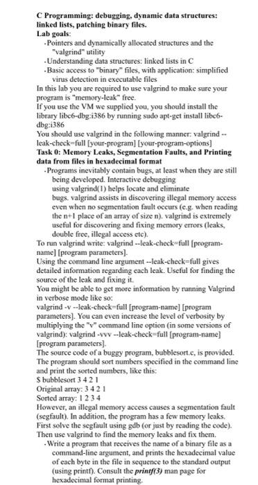 C Programming: debugging, dynamic data structures: | Chegg.com