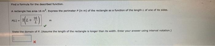 Solved Find a formula for the described function. A | Chegg.com