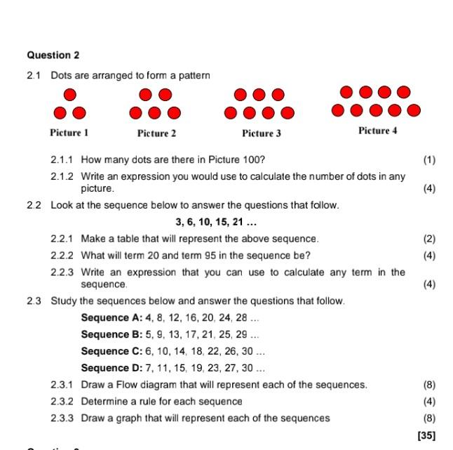 Solved 2.1 Dots are arranged to form a pattern Picture 1 | Chegg.com