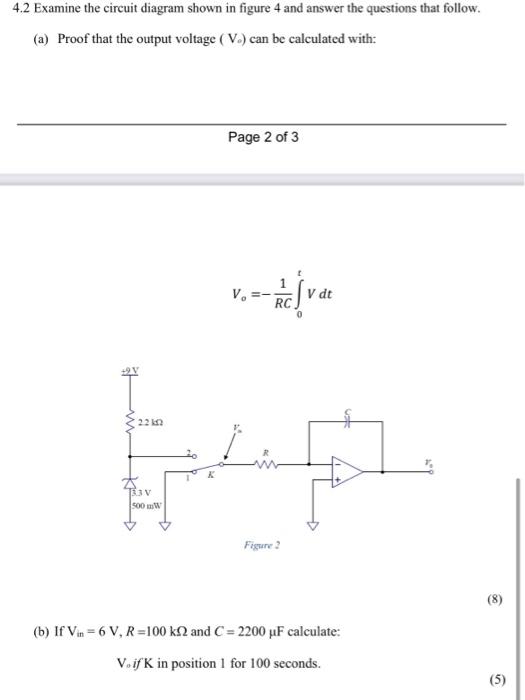 Solved 4.2 Examine the circuit diagram shown in figure 4 and | Chegg.com