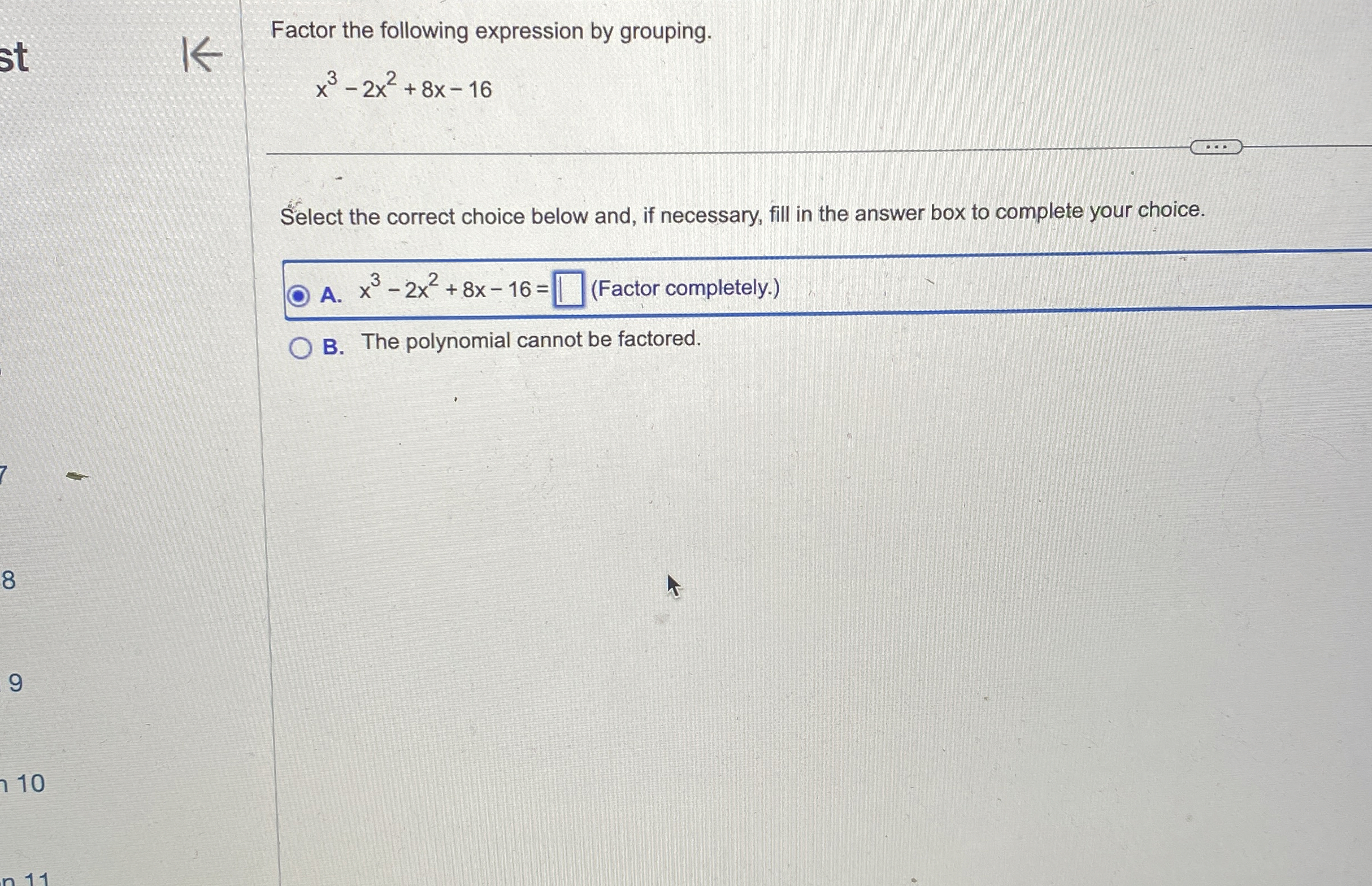Solved Factor the following expression by | Chegg.com