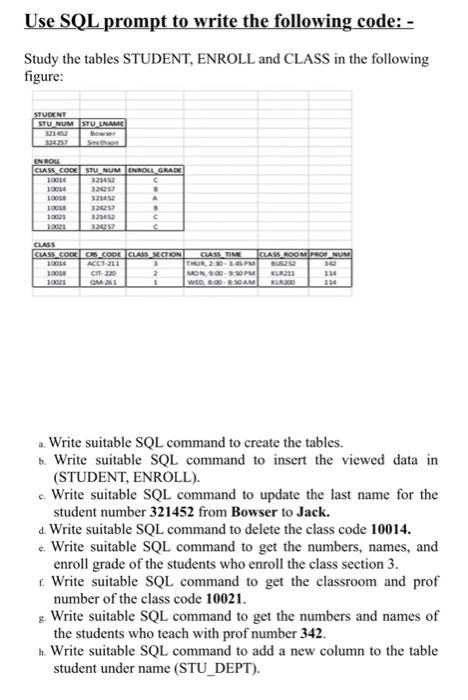 Use SQL prompt to write the following code: - Study | Chegg.com