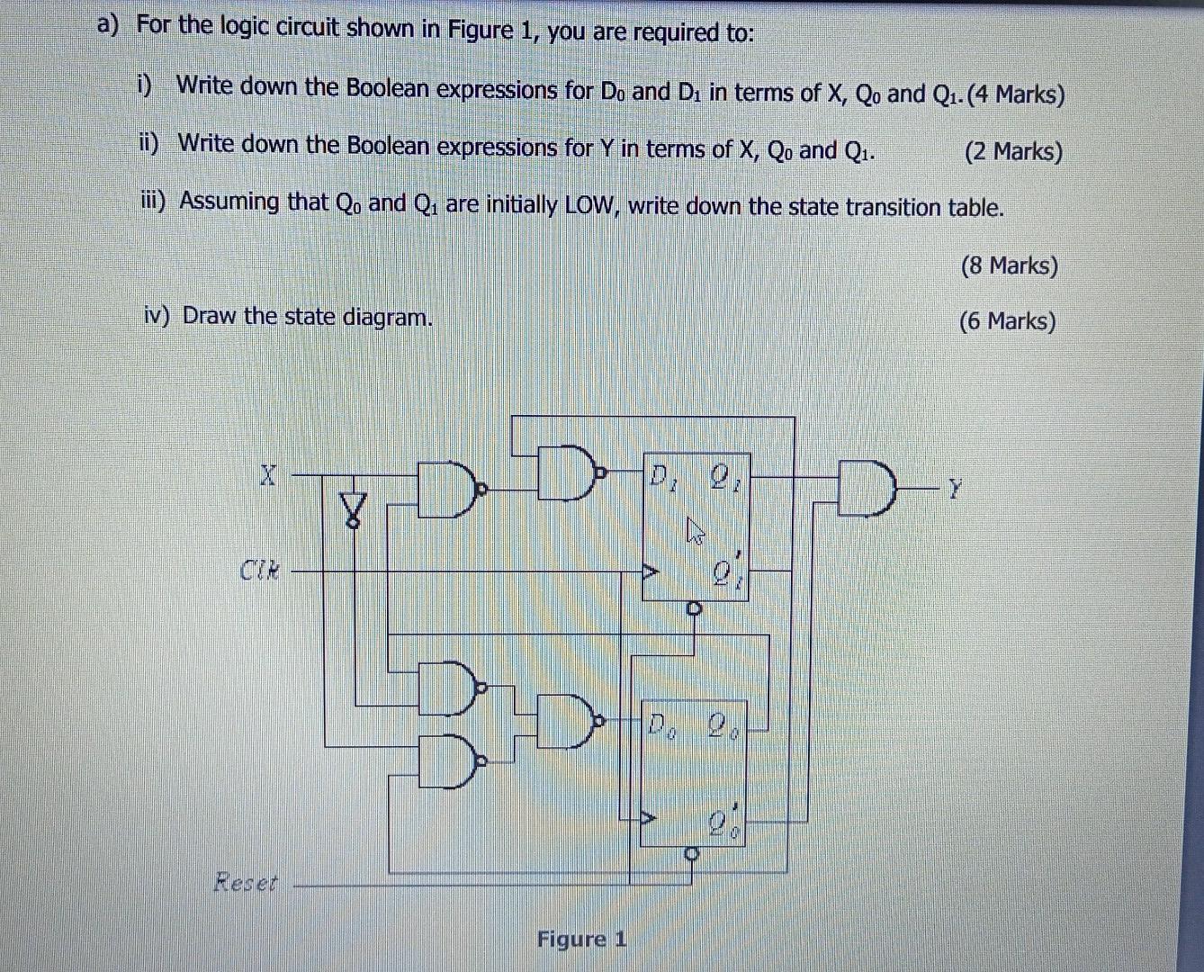 Solved a) For the logic circuit shown in Figure 1, you are | Chegg.com