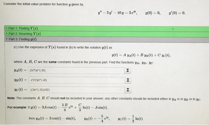 Solved Consider the initial value problem for function y | Chegg.com