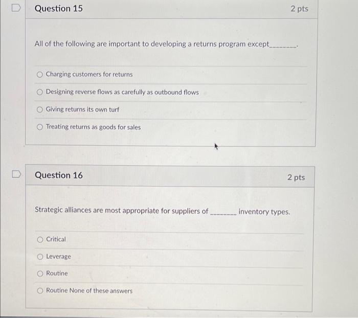 Solved Question 15 2 pts All of the following are important | Chegg.com